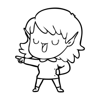 vektör çizim karikatür elf kızı