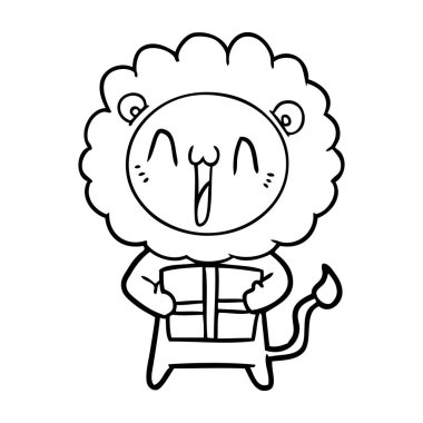 mutlu karikatür aslan vektör çizim