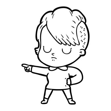 Çizgi filmdeki kadının vektör çizimi