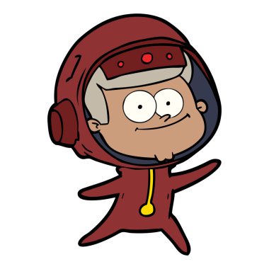 mutlu astronot karikatür vektör çizim