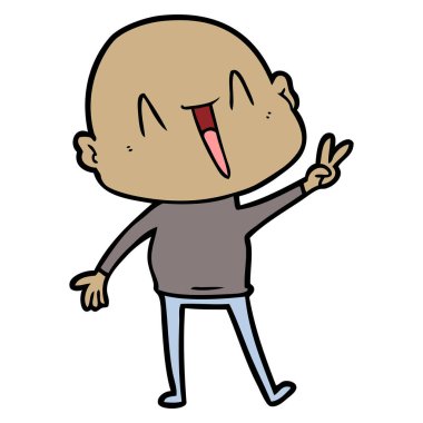 mutlu karikatür kel adam