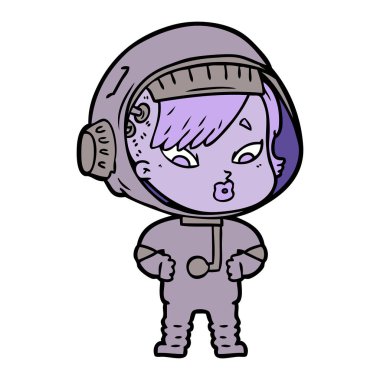 vektör çizim karikatür astronot kadın
