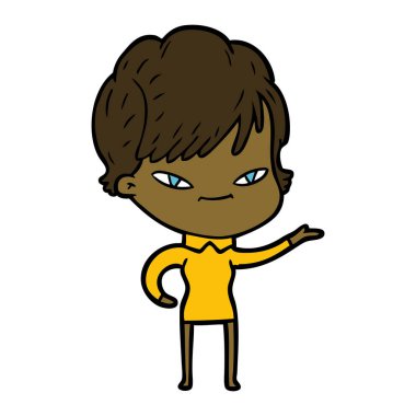 vektör çizim karikatür mutlu kadın