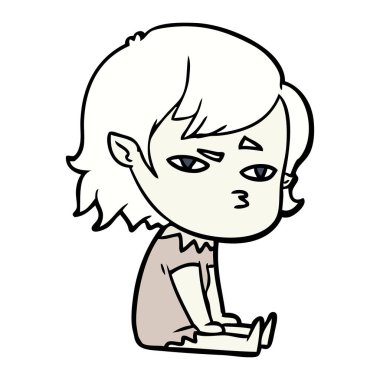 Çizgi filmdeki vampir kızın vektör çizimi