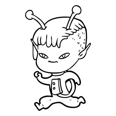 vektör çizim karikatür uzaylı kız