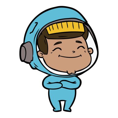 mutlu karikatür astronot vektör çizim