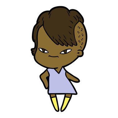 sevimli çizgi kız hippi saç kesimi ile