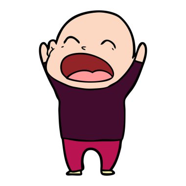 karikatür bağırarak kel adam