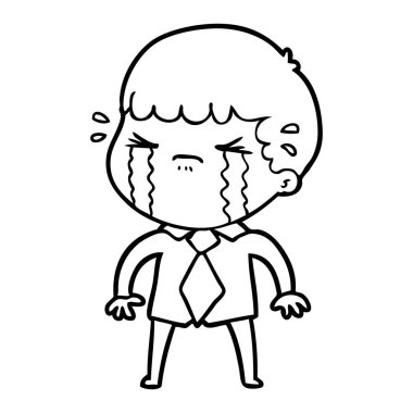 vektör çizim karikatür adam ağlıyor