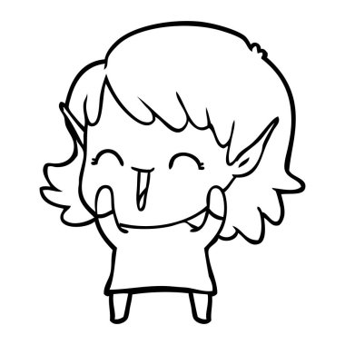 vektör çizim karikatür elf kızı