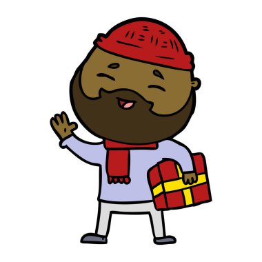 Çizgi film mutlu sakallı adam