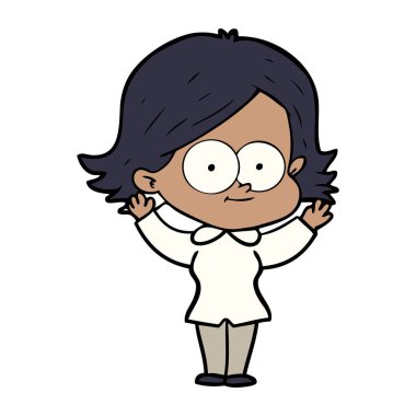 mutlu çizgi film kız vektör çizim