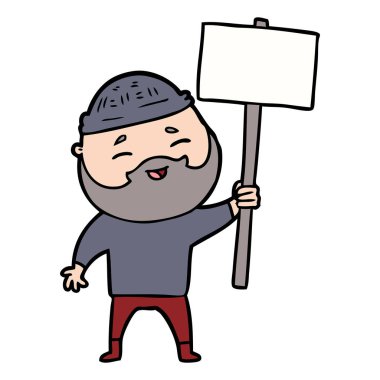 Çizgi film mutlu sakallı adam