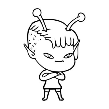 vektör çizim karikatür uzaylı kız