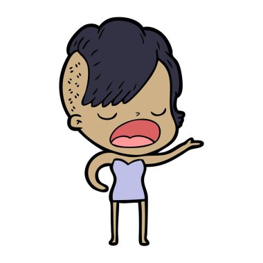 konuşuyor karikatür serin hippi kız