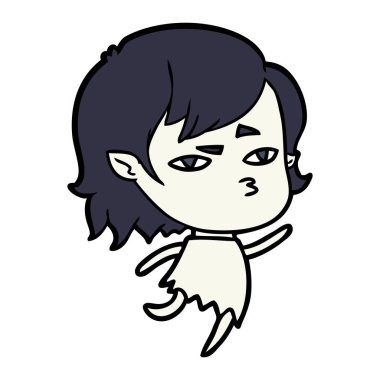 Çizgi filmdeki vampir kızın vektör çizimi