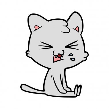 vektör çizim karikatür kedi tıslama