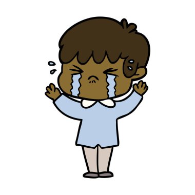 vektör çizim karikatür çocuk ağlıyor