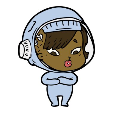 vektör çizim karikatür astronot kadın
