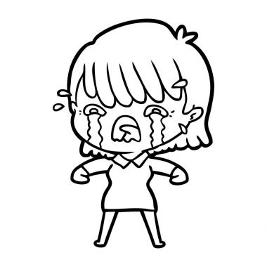 vektör çizim karikatür kız ağlıyor