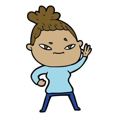 Çizgi filmdeki kadının vektör çizimi