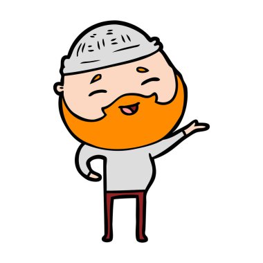 Çizgi film mutlu sakallı adam