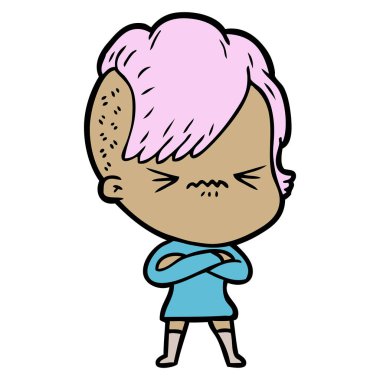 karikatür rahatsız hippi kız