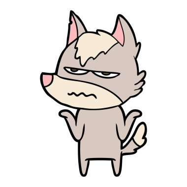 vektör çizim karikatür rahatsız kurt