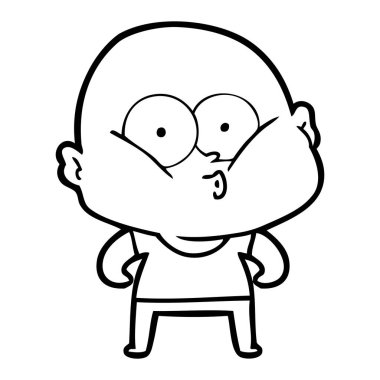 karikatür kel adam bakıyor