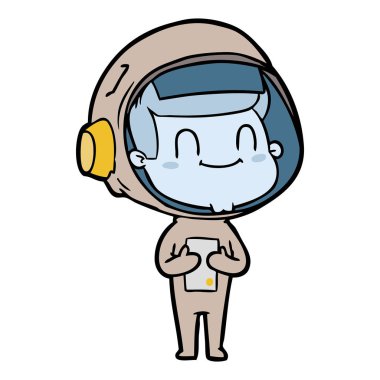 mutlu karikatür astronot adam