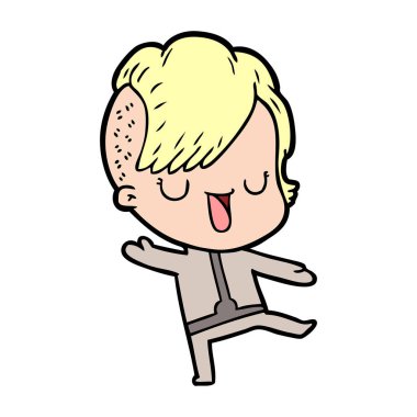 sevimli çizgi kız hippi saç kesimi ile