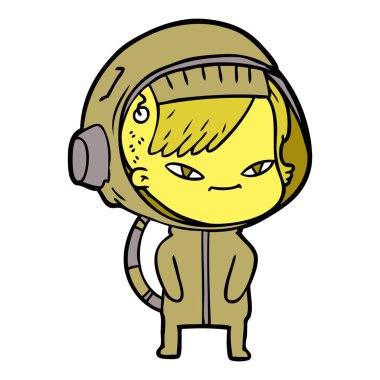 vektör çizim karikatür astronot kadın