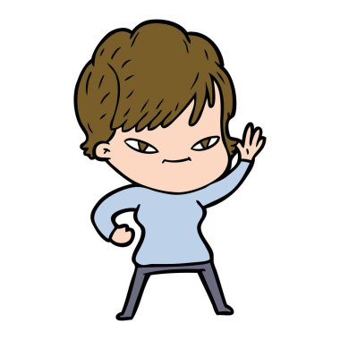 vektör çizim karikatür mutlu kadın