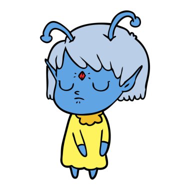 vektör çizim karikatür uzaylı kız