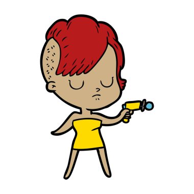 Çizgi filmdeki kadının vektör çizimi