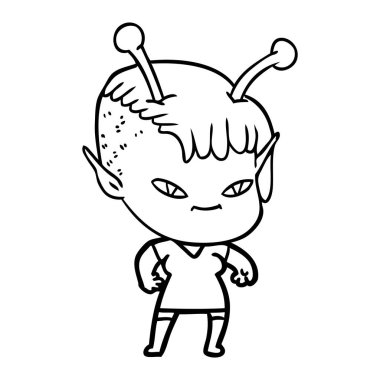 vektör çizim karikatür uzaylı kız