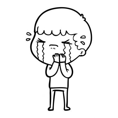 vektör çizim karikatür adam ağlıyor