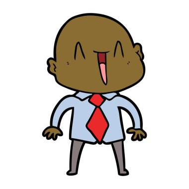 mutlu karikatür kel adam