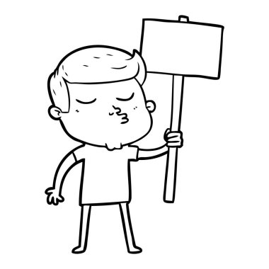 çizgi film modeli adam işaretiyle somurtarak