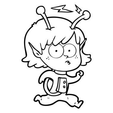 vektör çizim karikatür uzaylı kız