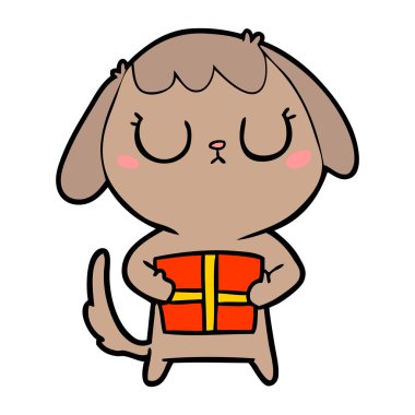 sevimli çizgi köpek Noel hediyesi ile