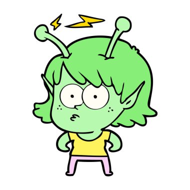 vektör çizim karikatür uzaylı kız