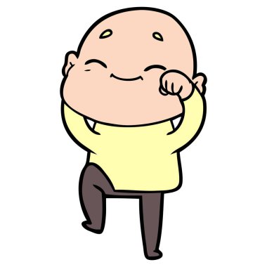 mutlu karikatür kel adam