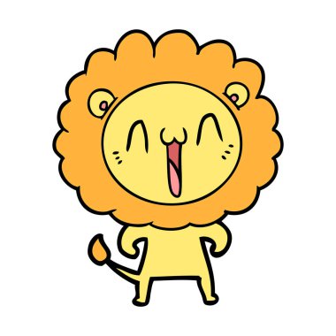 mutlu karikatür aslan vektör çizim