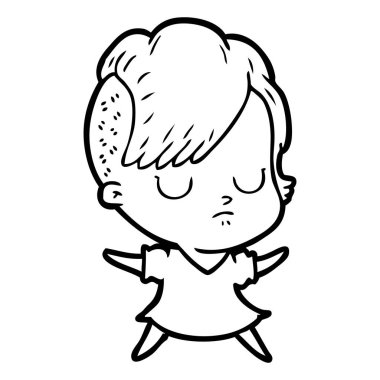 Çizgi filmdeki kadının vektör çizimi