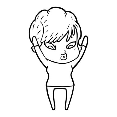 Çizgi filmdeki kadının vektör çizimi