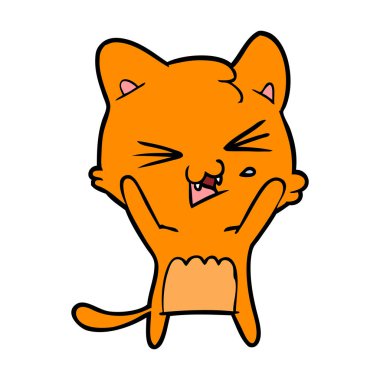 vektör çizim karikatür kedi tıslama
