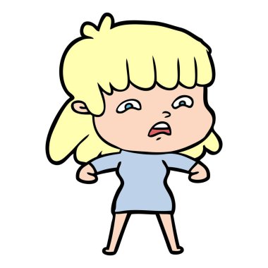 vektör çizim karikatür endişeli kadın