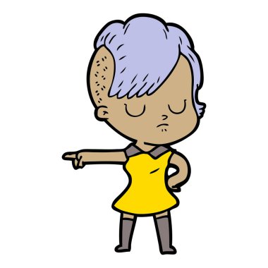 Çizgi filmdeki kadının vektör çizimi