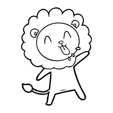 mutlu karikatür aslan vektör çizim